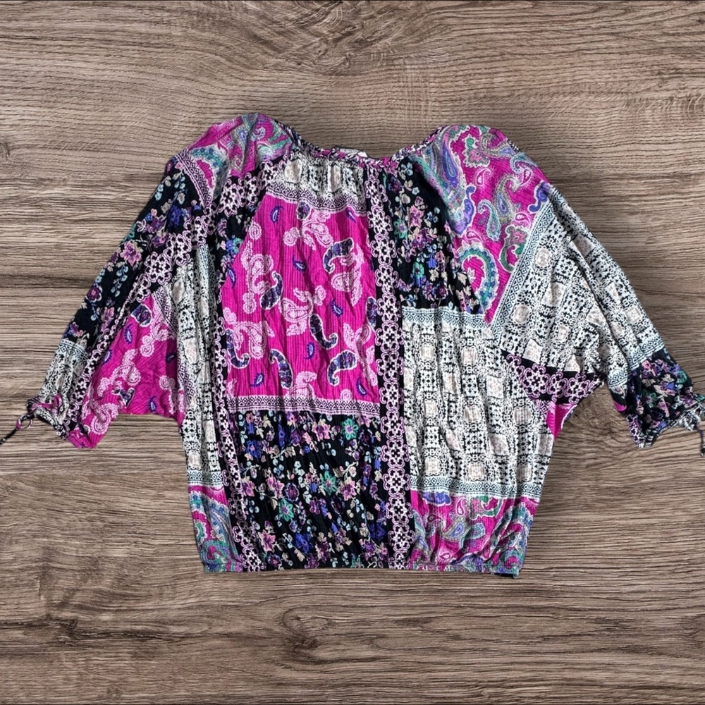 American Rag Multicolor Patchwork Top Open Sleeve Detail ‼️See Photo 6 & 7‼️ - Picture 2 of 7
